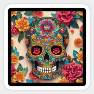 Skull flower cute design Sticker